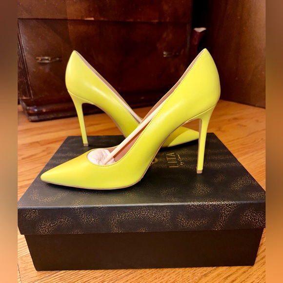 NWT LITA Italian Leather Acid Lime Pump Size 40 (9.5) - Picture 7 of 11